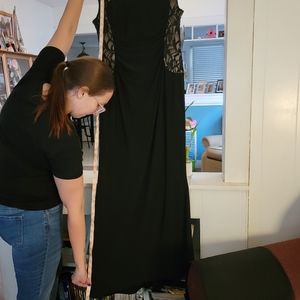 R&M Richards size 12, black and lace sparkle dress